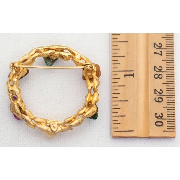 Colorful Crystals Circle Brooch - A3 - Picture 2 of 2